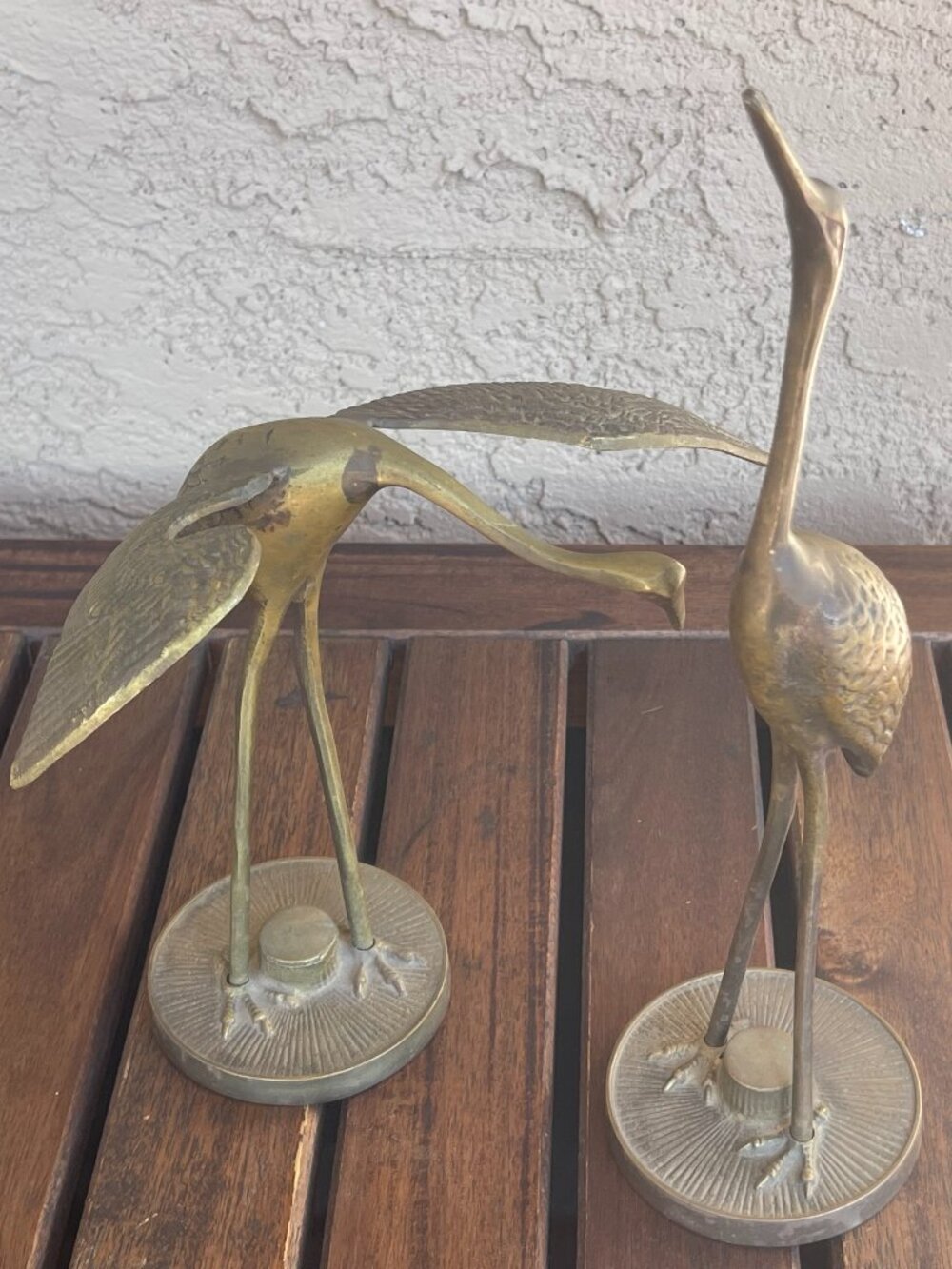 Mid Century Korea Brass Cranes Figurines - Pair
